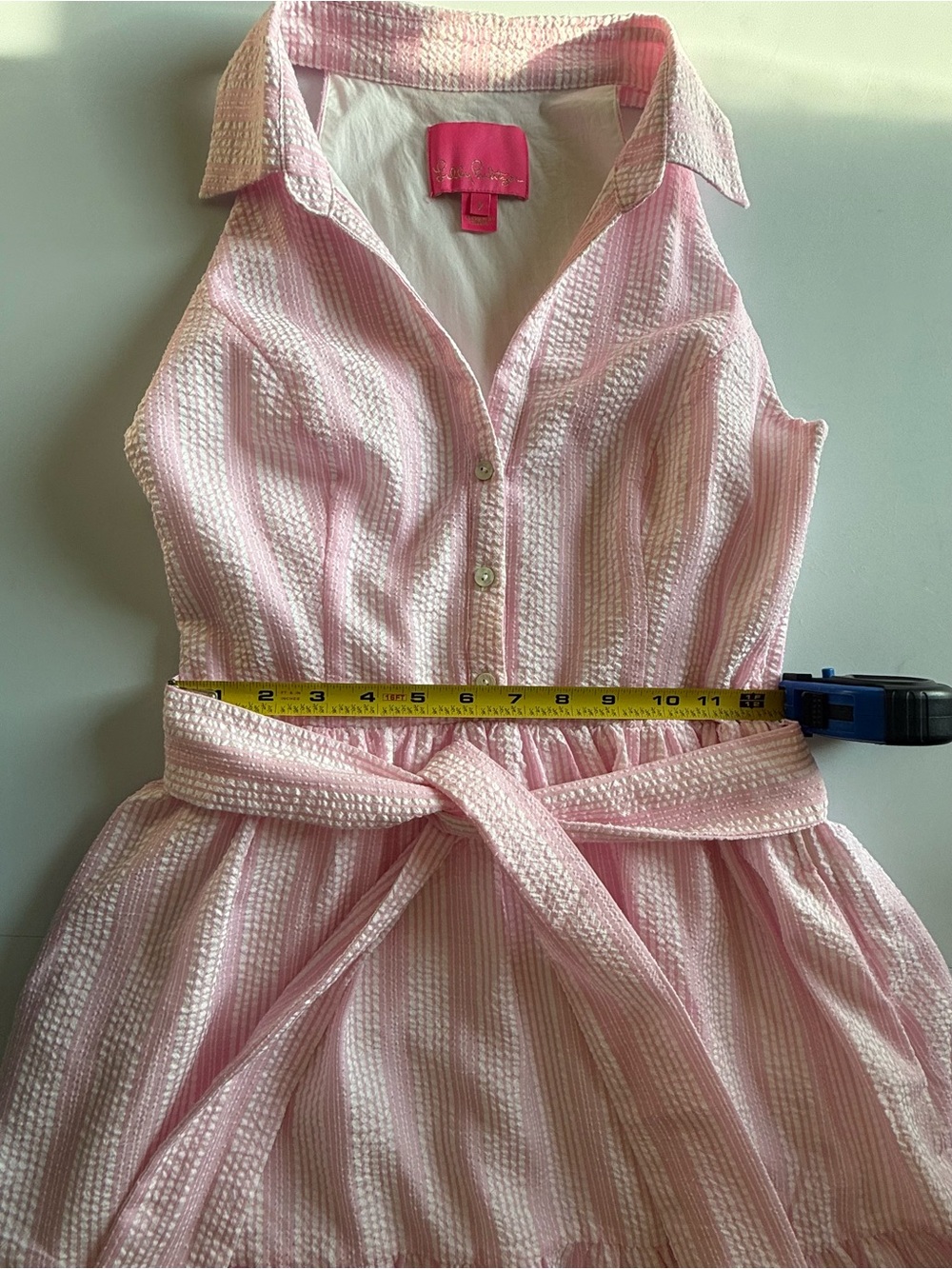Lilly Pulitzer Trisha Shirtdress Pink Seersucker Size 2 - Picture 3 of 5